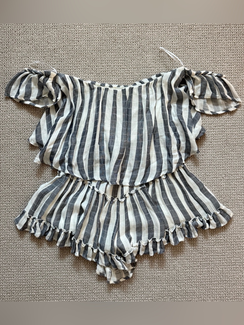 Striped Off the Shoulder Romper